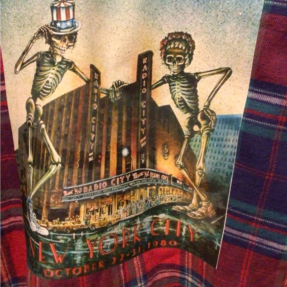 NEW! Upcycled Grateful Dead Plaid Shirt - Picture 2 of 5